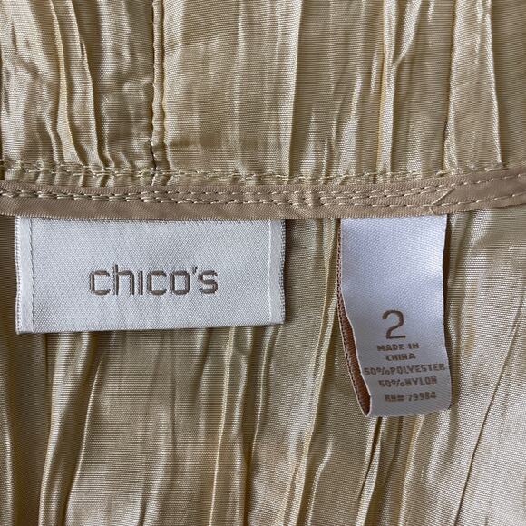 CHICO'S Royal Ruffle Rhea Gold Stardust Jacket US 12 Yellow Gold - Picture 7 of 8